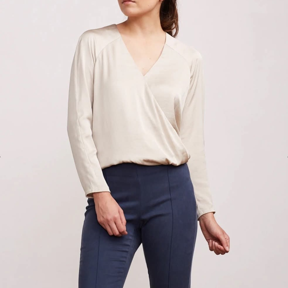Brass Clothing Crossover Blouse In Champagne